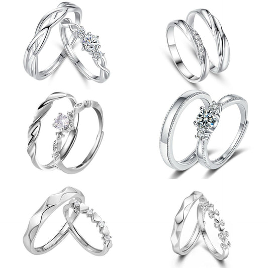 Couple Simple High Sense Four Claw Couple Rings Fashion Open Ring