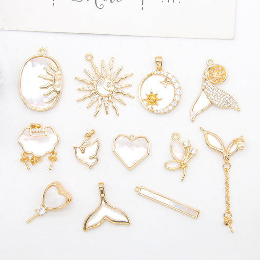 Women's White Shell Pendant Ear Rings